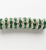 Rondelle Spacer 6mm Silver/Dark Green